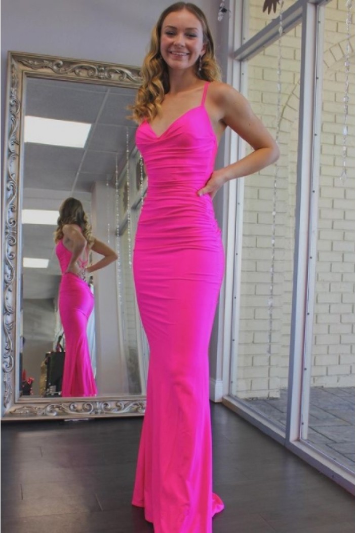 Long Fuchsia Mermaid Prom Dresses Formal Evening Gowns 901706