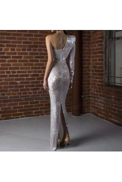 Mermaid One Shoulder Sparkle Prom Dresses Formal Evening Gowns 901717