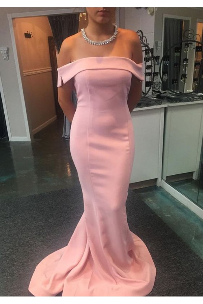 Long Pink Mermaid Prom Dresses Formal Evening Gowns 901718