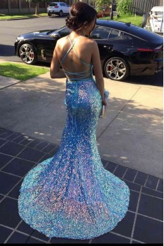 Mermaid Sparkle Sequin Long Prom Dresses Formal Evening Gowns 901727