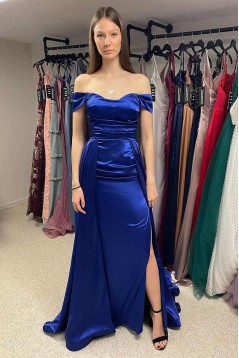 Long Royal Blue Off the Shoulder Prom Dresses Formal Evening Gowns 901733