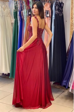 Long Red Lace and Chiffon Prom Dresses Formal Evening Gowns 901734