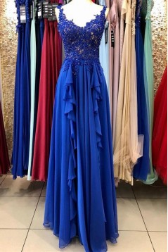 Long Red Lace and Chiffon Prom Dresses Formal Evening Gowns 901734