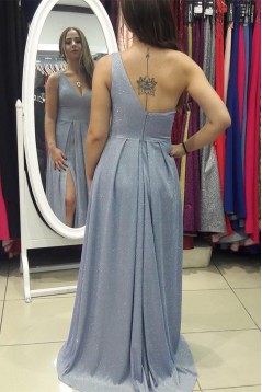 A-Line One Shoulder Long Prom Dresses Formal Evening Gowns 901735