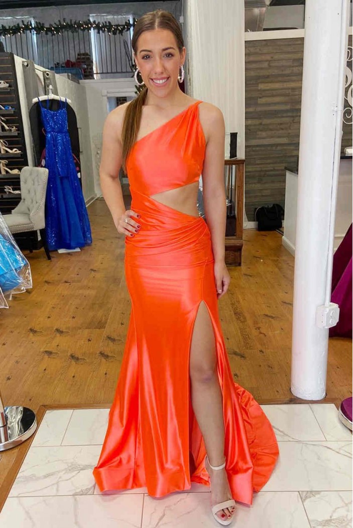 Mermaid Long One Shoulder Prom Dresses Formal Evening Gowns 901761