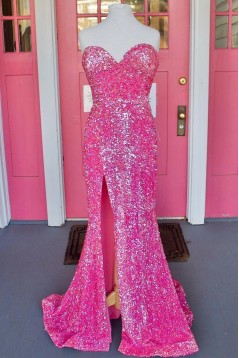 Long Fuchsia Sweetheart Sparkle Sequins Prom Dresses Formal Evening Gowns 901792