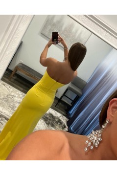 Long Yellow Strapless Beaded Prom Dresses Formal Evening Gowns 901799
