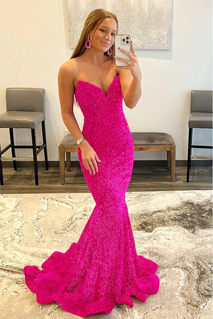 Mermaid Long Sequins Prom Dresses Formal Evening Gowns 901813