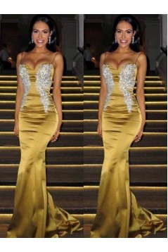 Long Mermaid Spaghetti Straps Prom Dresses Formal Evening Gowns 901860