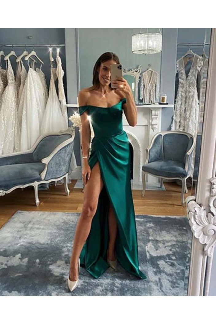 Long Green Off the Shoulder Prom Dresses Formal Evening Gowns 901866