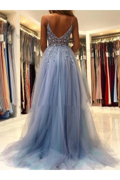 Elegant Beaded Tulle Long Prom Dresses Formal Evening Gowns 901877