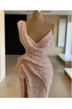 Elegant Mermaid Sequins Long Prom Dresses Formal Evening Dresses with Slit 901887