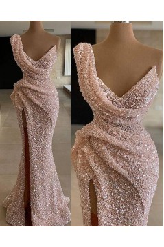 Elegant Mermaid Sequins Long Prom Dresses Formal Evening Dresses with Slit 901887