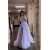A-Line Beaded Long Tulle Prom Dresses Formal Evening Dresses with Slit 901889