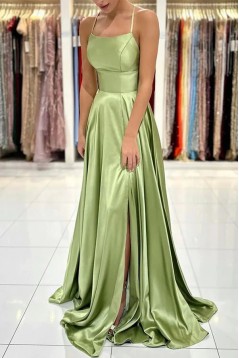 A-Line Long Green Prom Dresses Formal Evening Dresses 901898