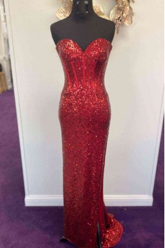 Elegant Sweetheart Red Sequins Long Prom Dresses Formal Evening Dresses 901910