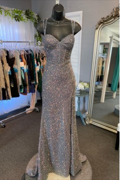 Long Mermaid Sequins Prom Dresses Formal Evening Dresses 901913