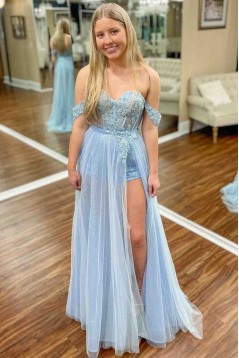 A-Line Lace and Sequins Long Prom Dresses Formal Evening Dresses 901915