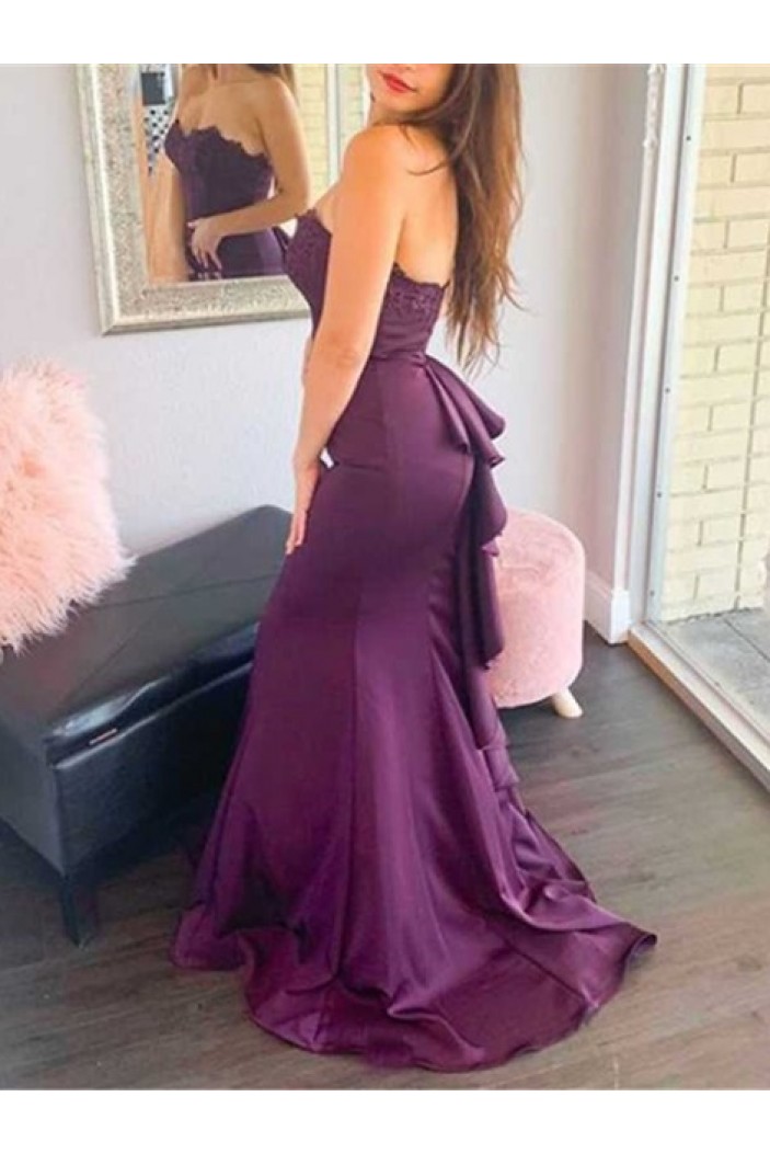 Long Purple Mermaid Floor Length Bridesmaid Dresses 902018