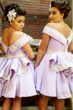 Short Lavender Off the Shoulder Bridesmaid Dresses 902073