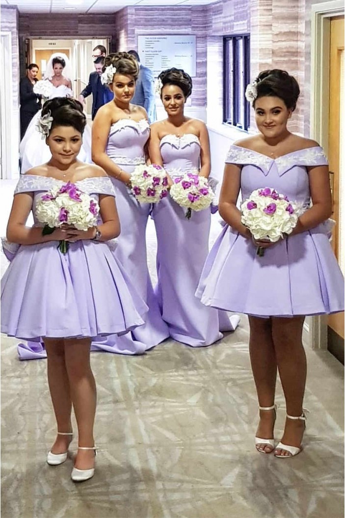 Short Lavender Off the Shoulder Bridesmaid Dresses 902073