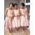 Short Knee Length Pink Lace Bridesmaid Dresses 902113