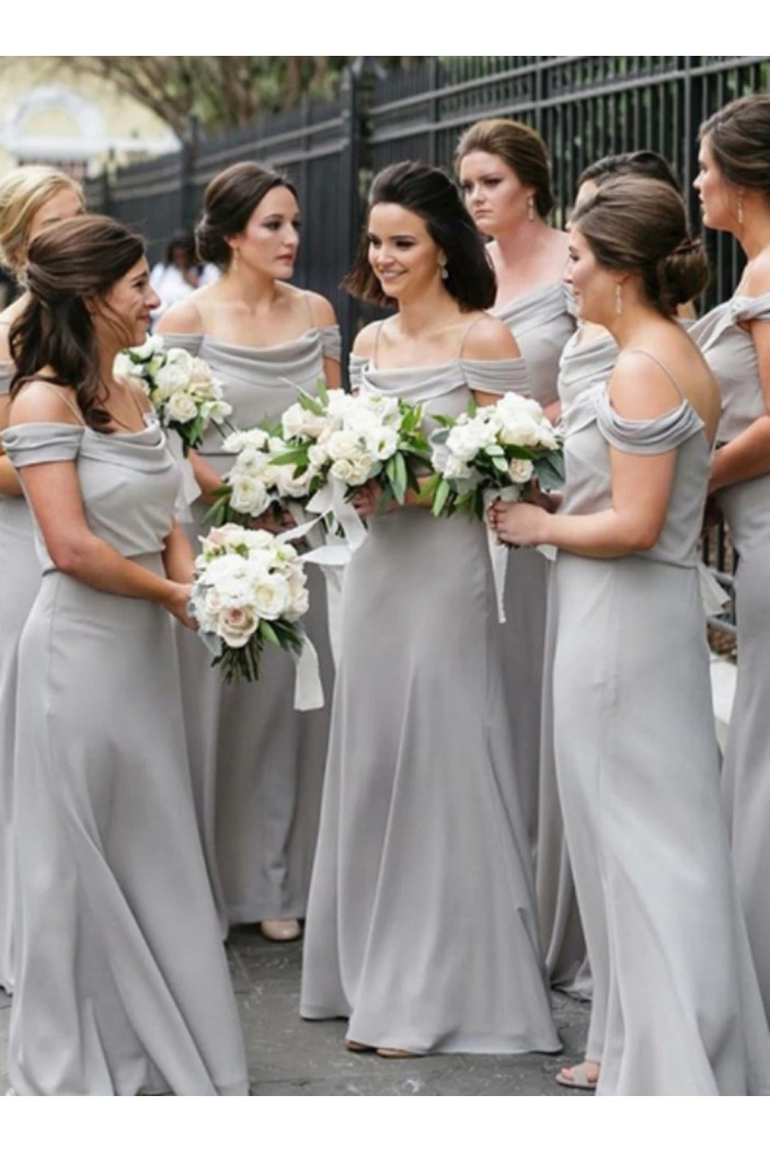 A-Line Long Chiffon Off the Shoulder Floor Length Bridesmaid Dresses 902128