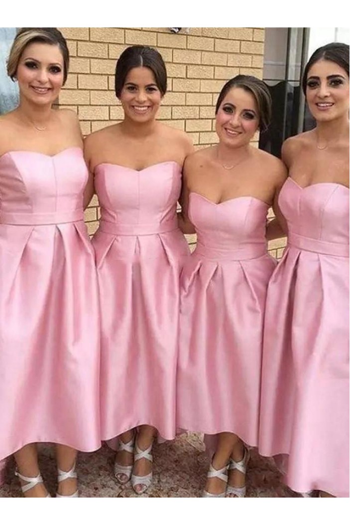 Short Pink High Low Bridesmaid Dresses 902141