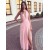 Long Pink Chiffon Floor Length Bridesmaid Dresses 902143