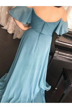 A-Line Strapless Long Chiffon Floor Length Bridesmaid Dresses 902155