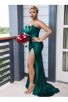 Long Green Floor Length Mermaid Bridesmaid Dresses 902203