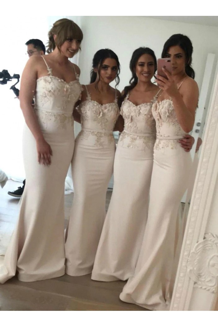 Long Mermaid Lace Spaghetti Straps Bridesmaid Dresses 902216