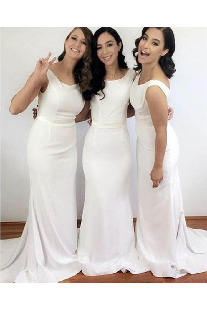 Long White Mermaid Bridesmaid Dresses 902253