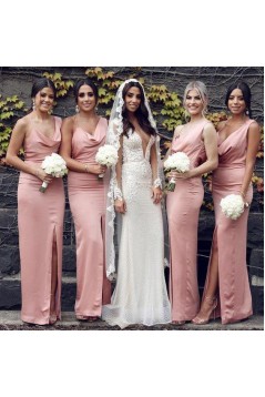 Long Pink Sheath Bridesmaid Dresses 902276