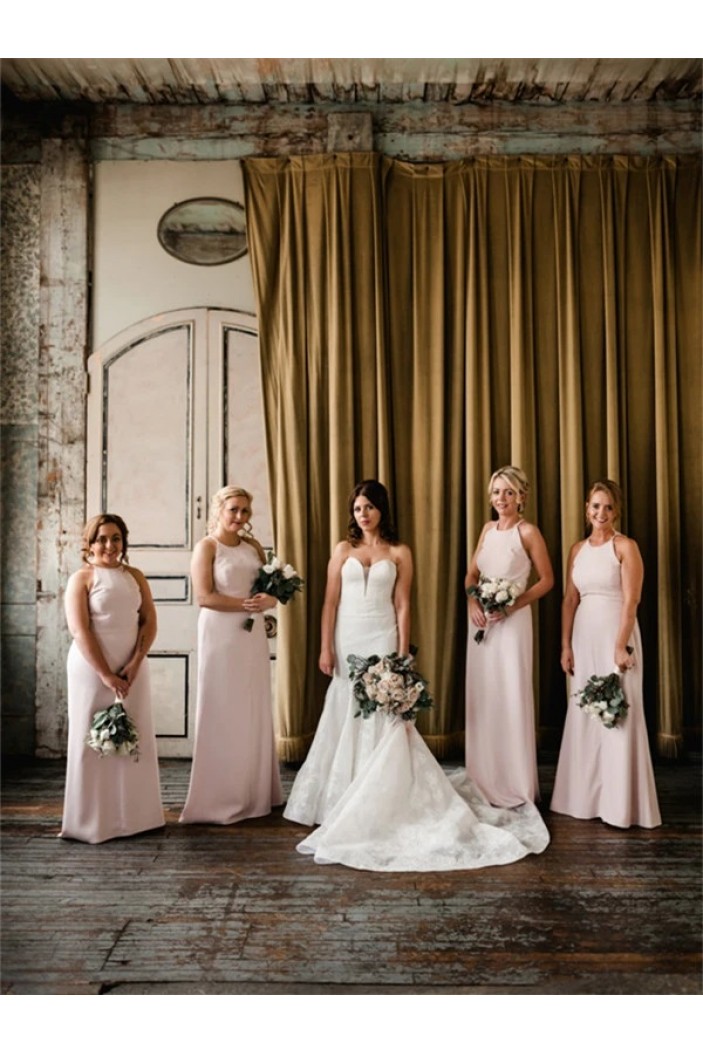 Long Pink Sheath/Column Floor Length Bridesmaid Dresses 902333