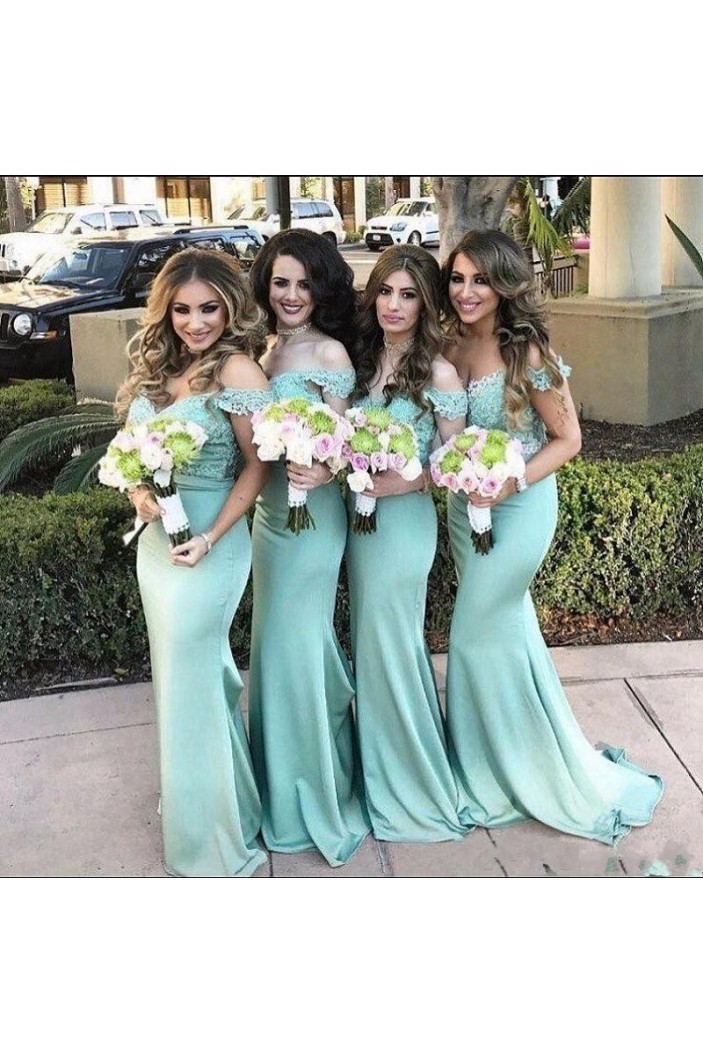 Long Mermaid Off the Shoulder Lace Bridesmaid Dresses 902340