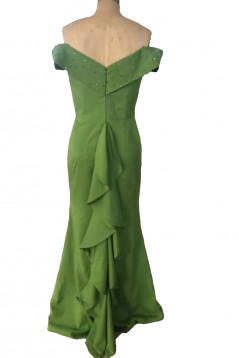 Long Green Mermaid Off the Shoulder Floor Length Bridesmaid Dresses 902348