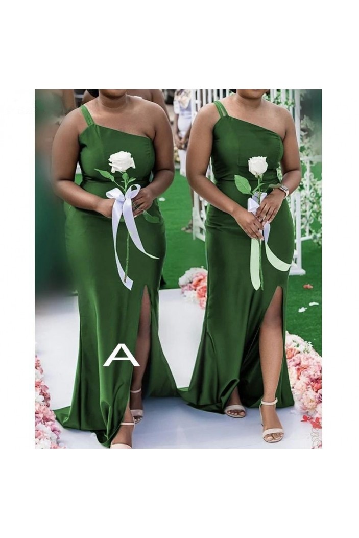 Long Green Floor Length Bridesmaid Dresses 902400