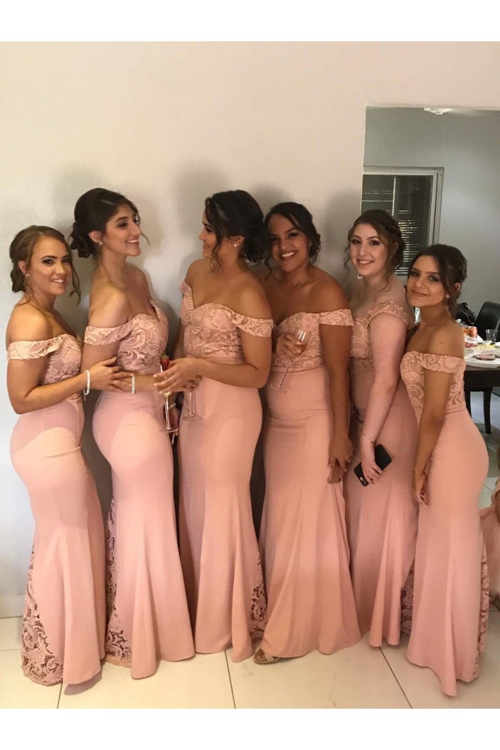 Long Mermaid Lace Off the Shoulder Bridesmaid Dresses 902407