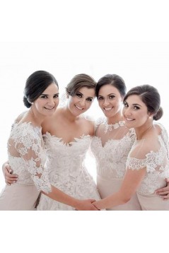 Long Mermaid Lace Bridesmaid Dresses with Sleeves 902423