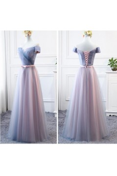 Long Tulle Floor Length Bridesmaid Dresses with Sleeves 902448