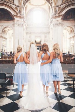 Short Blue Chiffon Bridesmaid Dresses 902468