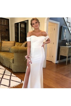 Long Ivory Off the Shoulder Bridesmaid Dresses 902484