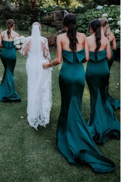 Mermaid Strapless Long Bridesmaid Dresses 902496