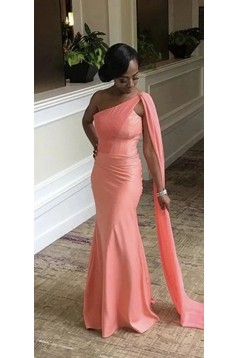 Mermaid Long Pink Off the Shoulder Long Bridesmaid Dresses 902505