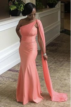 Mermaid Long Pink Off the Shoulder Long Bridesmaid Dresses 902505