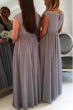 A-Line Chiffon and Lace Long Bridesmaid Dresses 902508