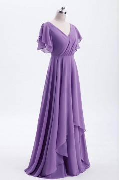 A-Line Long Purple Chiffon Bridesmaid Dresses 902514