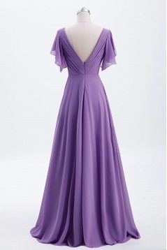 A-Line Long Purple Chiffon Bridesmaid Dresses 902514