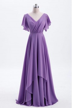 A-Line Long Purple Chiffon Bridesmaid Dresses 902514